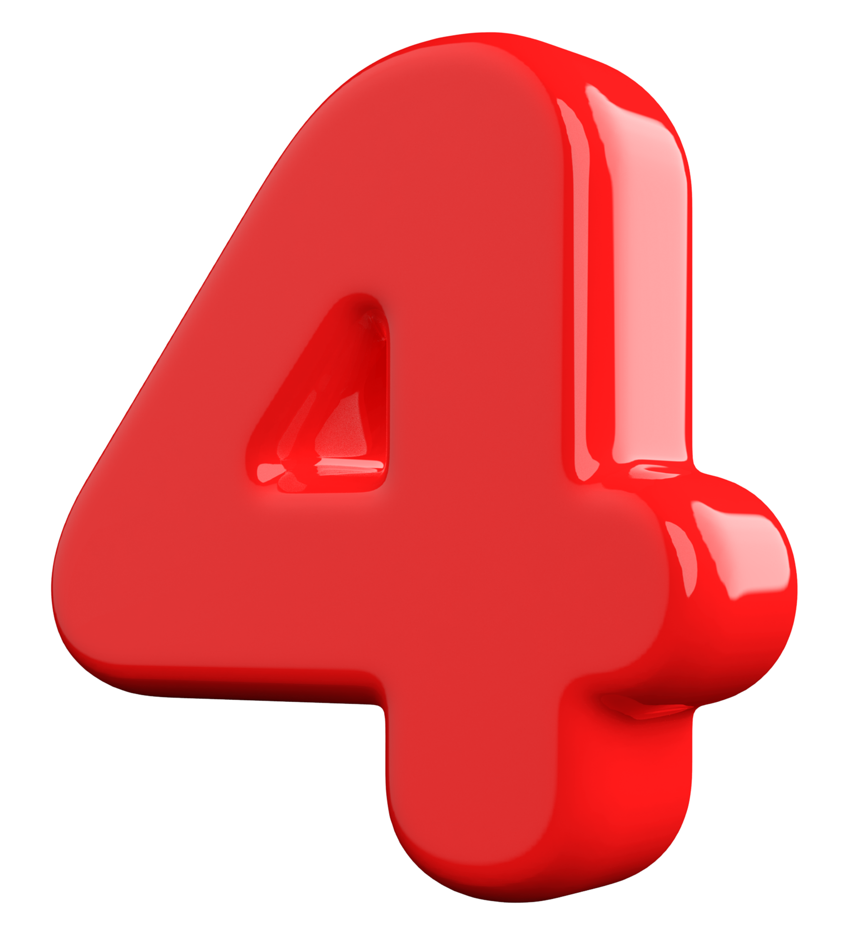 3D number 4 red