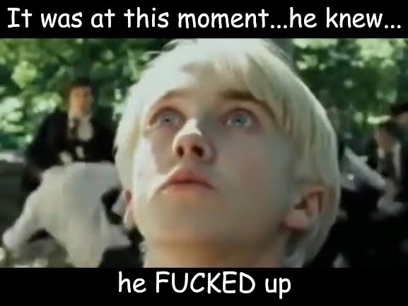 It was at this moment, he knew he F'd up