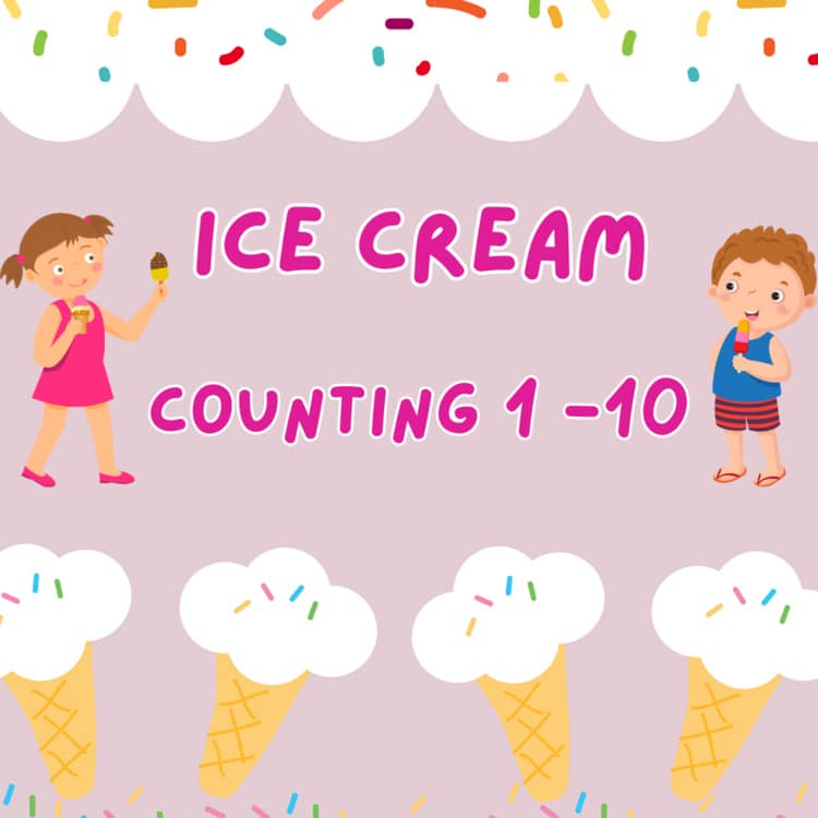 Ice Cream Math Worksheet Counting Number 1-10 Preschool
