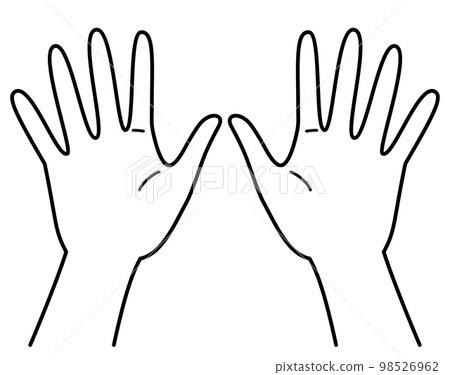 Hand number 10 both hands black and white - Stock Illustration