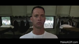 Forrest responding cheerfully to the Drill Sergeant