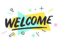 Welcome. Banner, speech bubble
