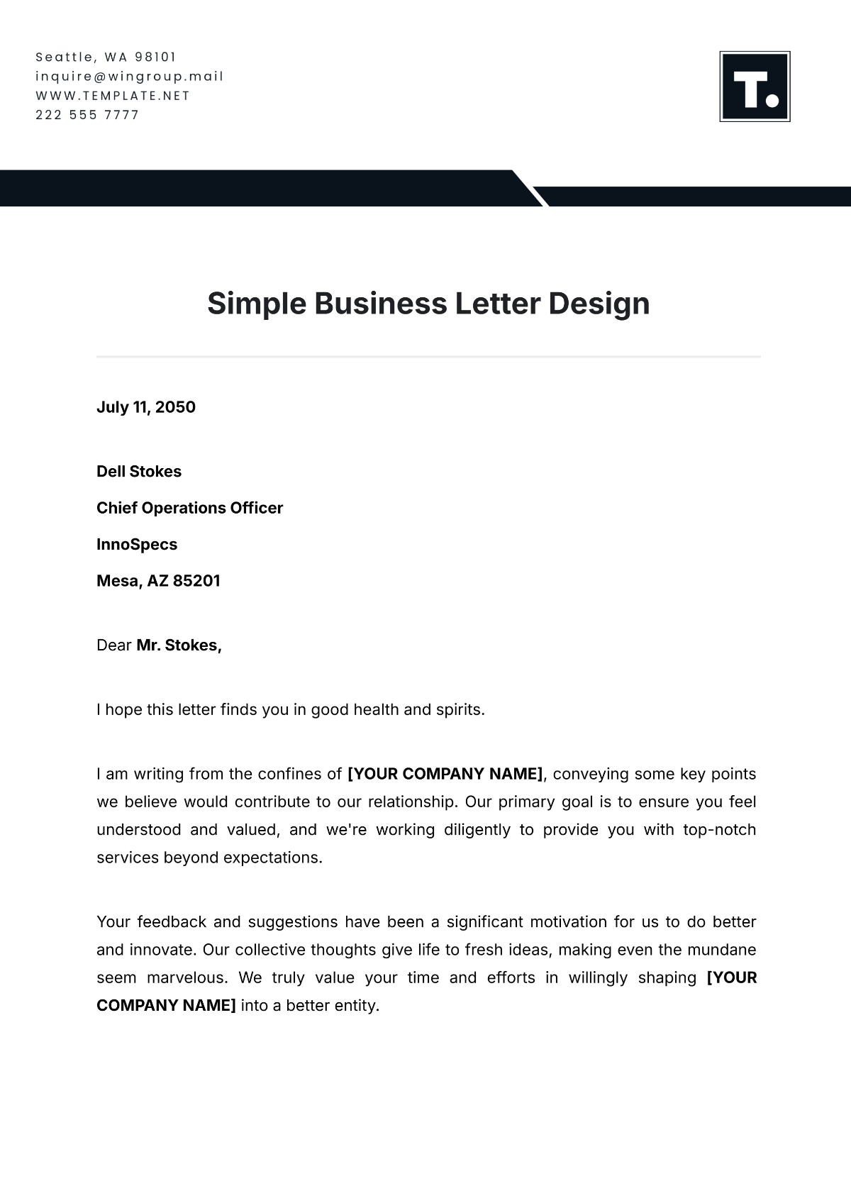 Business Letter Layout Example
