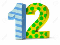 Colorful Paper Mache Number on a white background  – Number 12