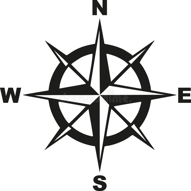 Compass with North South East West Stock Vector