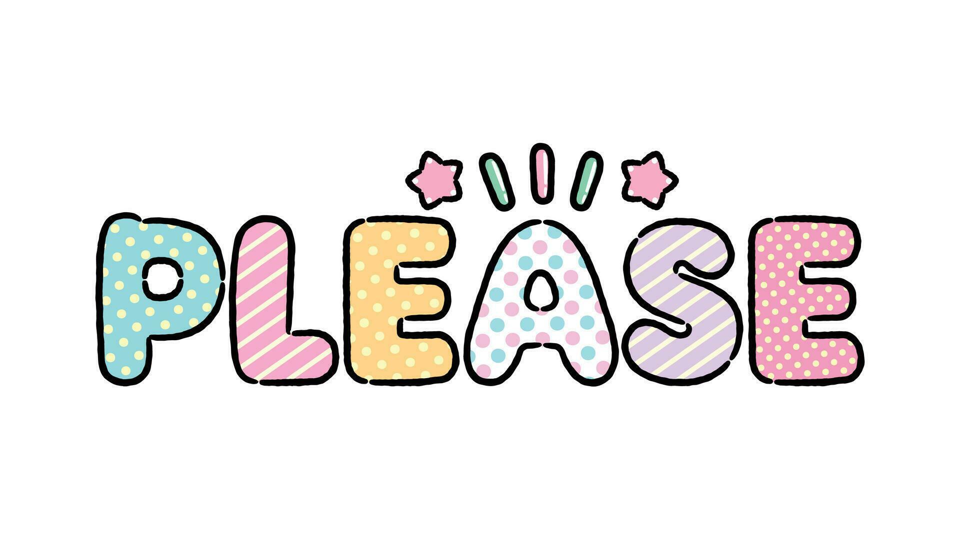 Cute word 'Please' Cartoon style