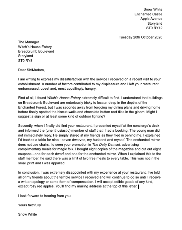 Formal Letter Example