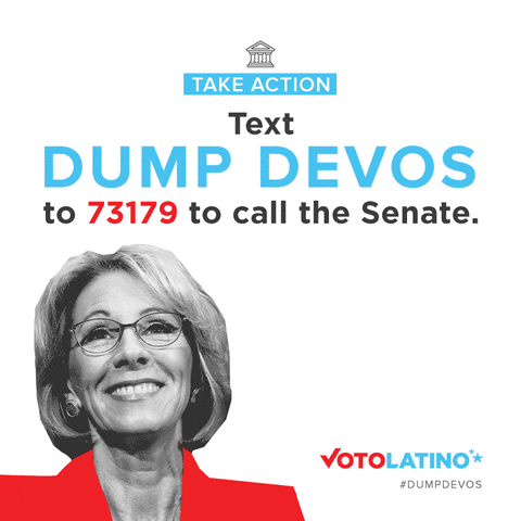 GIF of the Education Secretary in action.