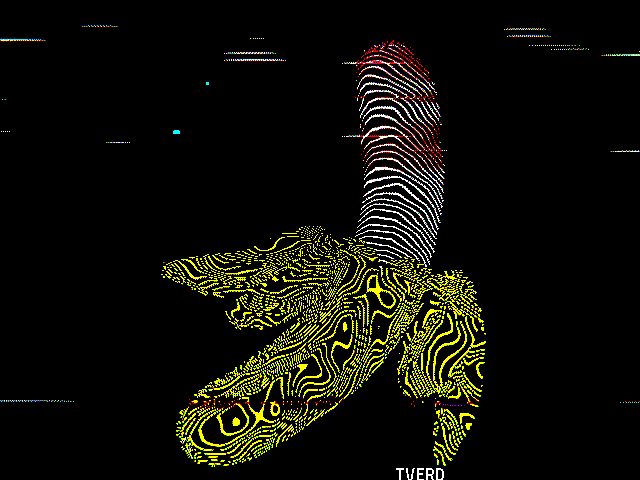 A high-energy glitch gif that pulsates in rhythm with an upbeat tempo.