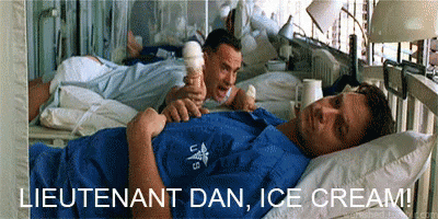 Lieutenant Dan Celebrating Ice Cream