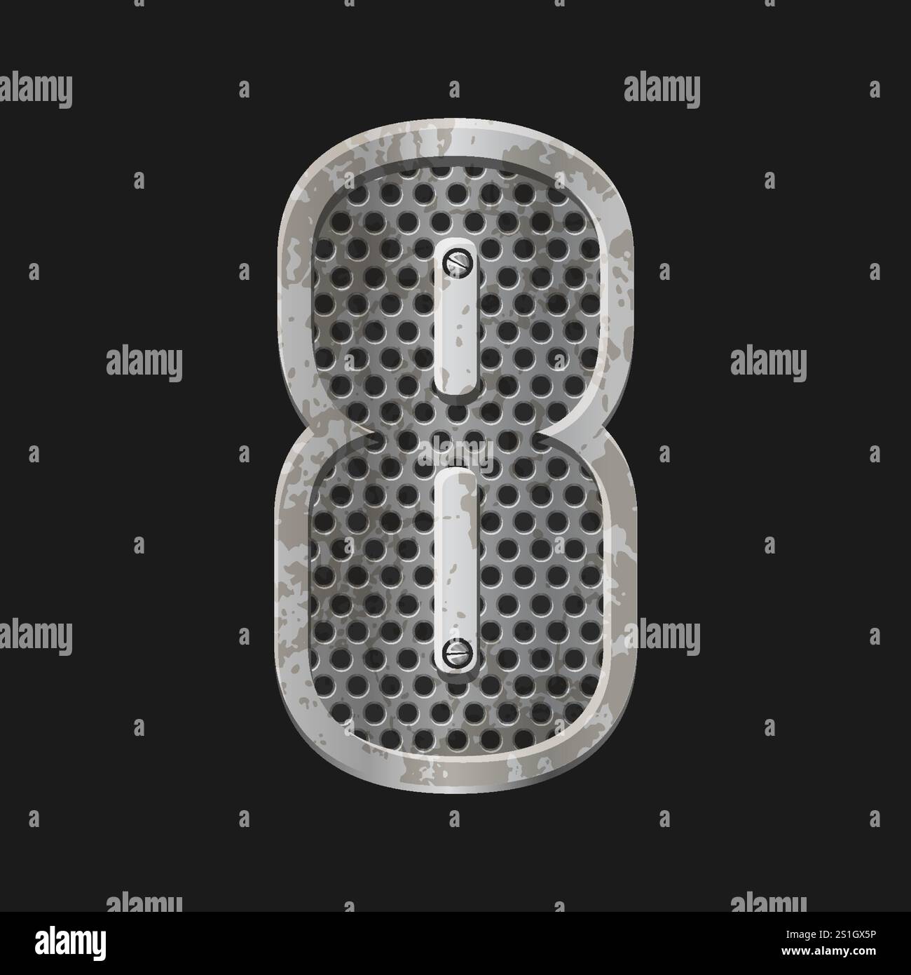 Metallic Style Silver Number 8