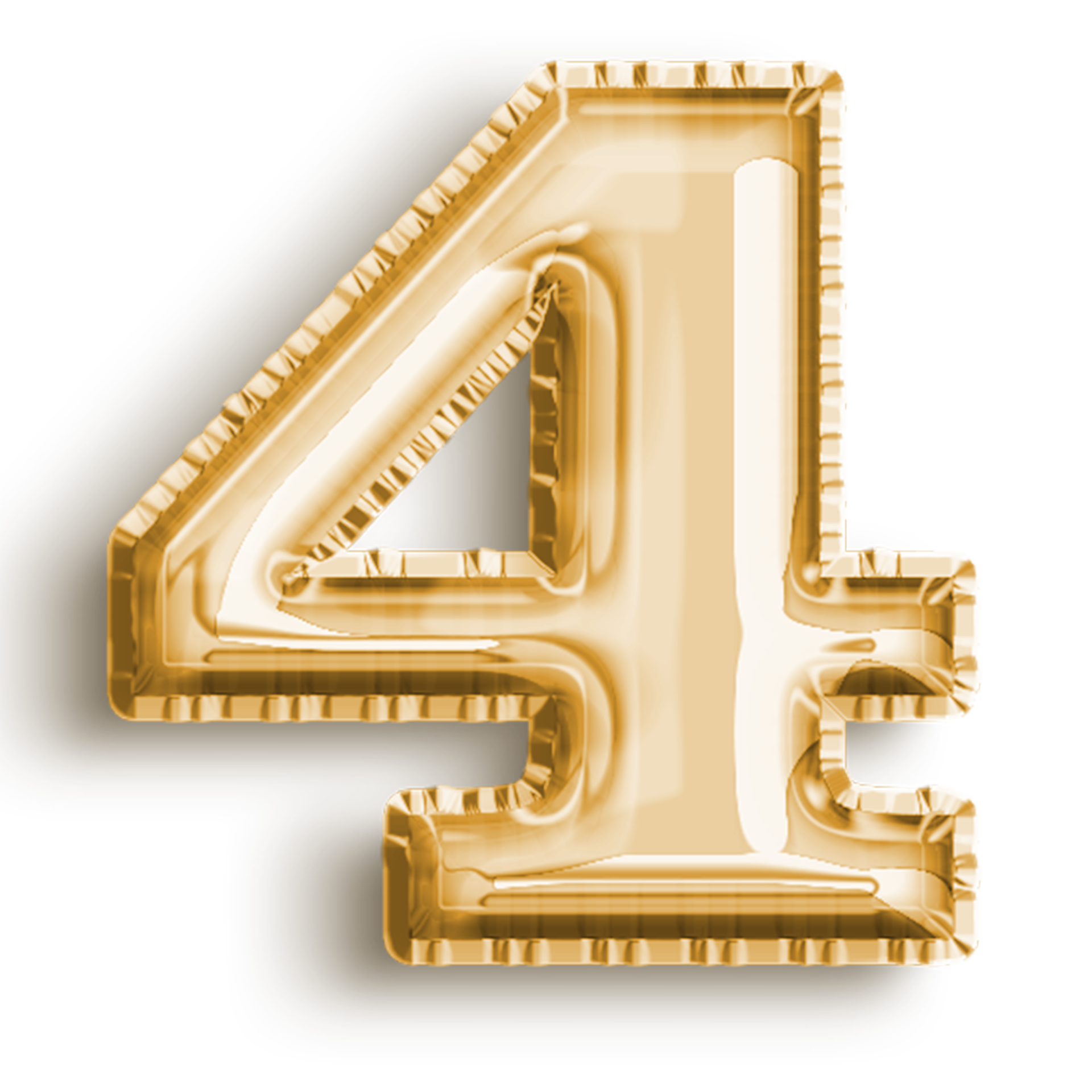 Number 4 metallic gold balloon