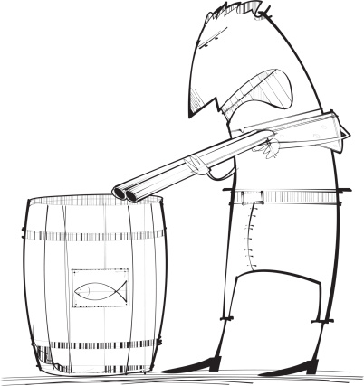 Shooting Fish in a Barrel Stock Illustration