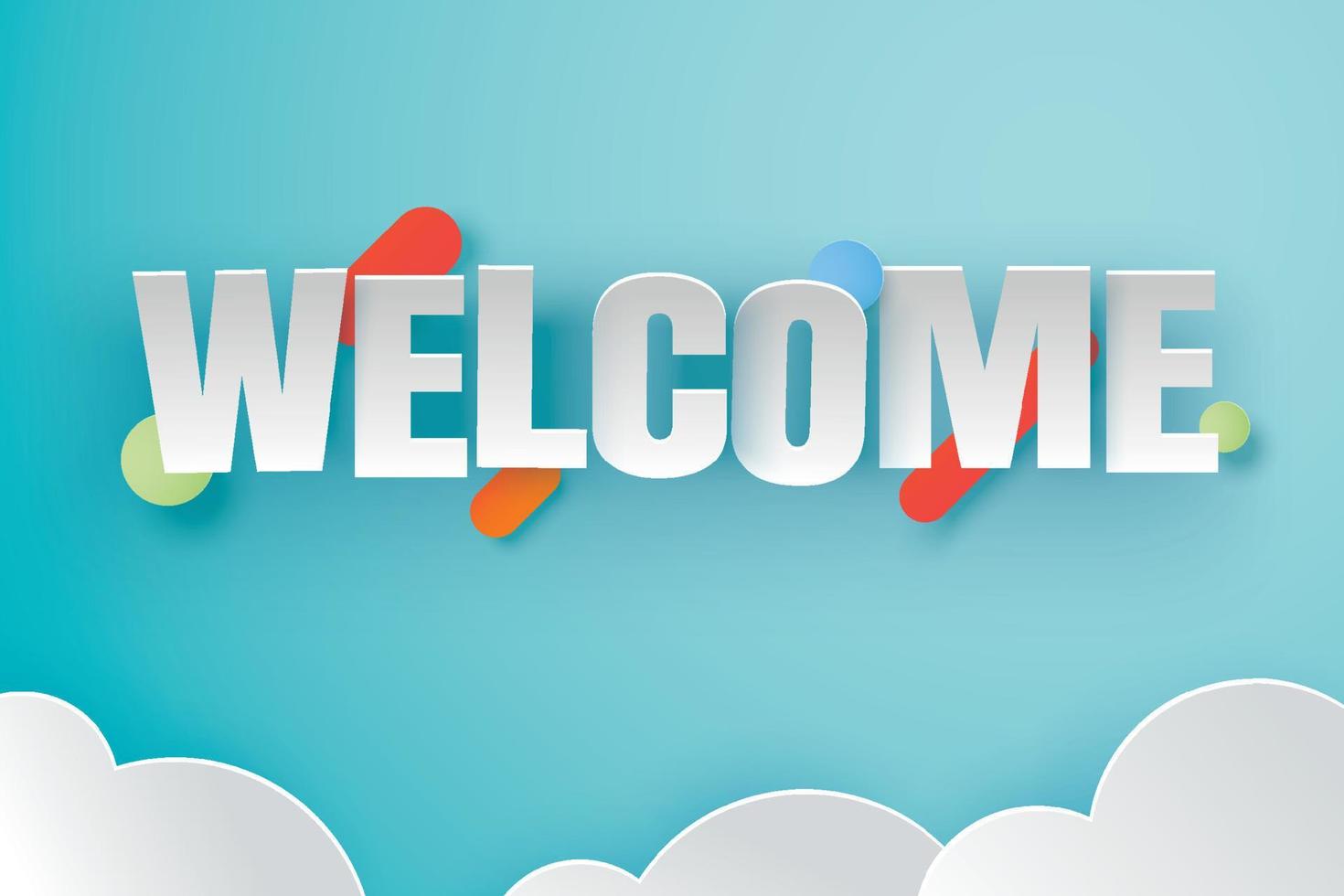 Welcome sign letters with blue sky background. Welcome banner greeting